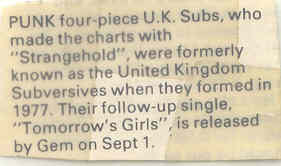 From the Mark Chadderton UK Subs collection
