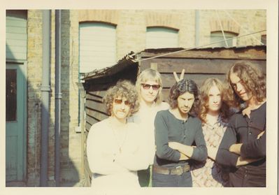 Chralie Harper's Free Press, left to right: Larry Norris - rhythm guitar, John Wiczling – drums, Charlie Harper – bass, Julie Tanner - vocals and Steve Gibson - lead guitar - CLICK THIS IMAGE TO ENLARGE